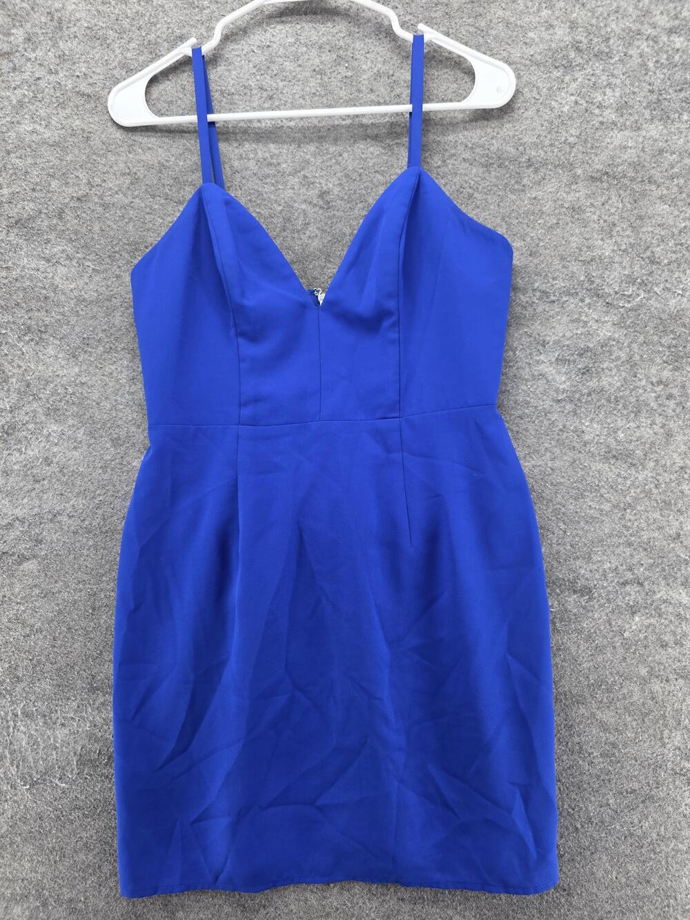 NBD X Naven Dress Womens M Blue Bodycon Mini V-Neck Strappy Zip Party Cocktail